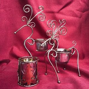 Santa’s reindeer candle holder trio